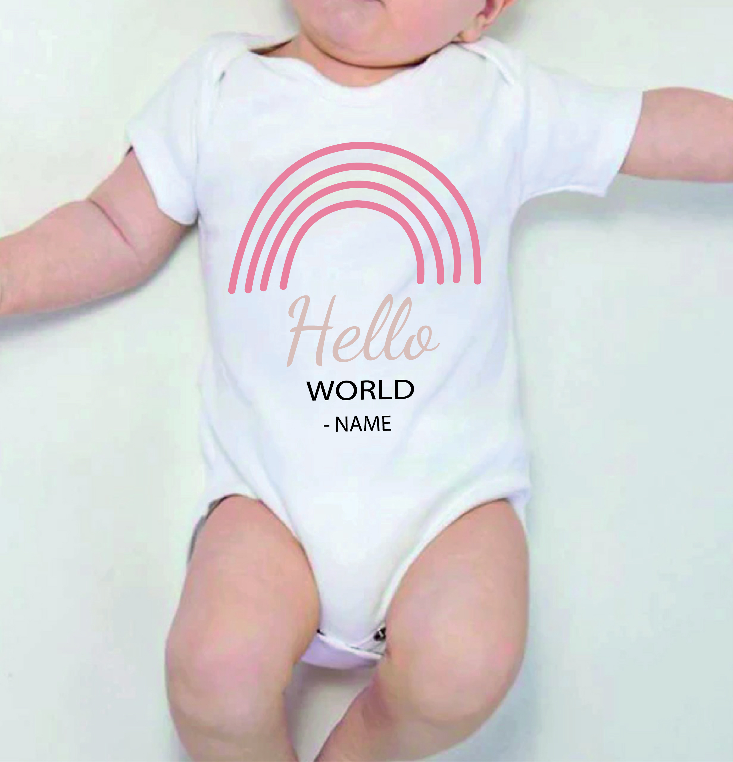 Personalised Hello World White Unisex Baby Romper